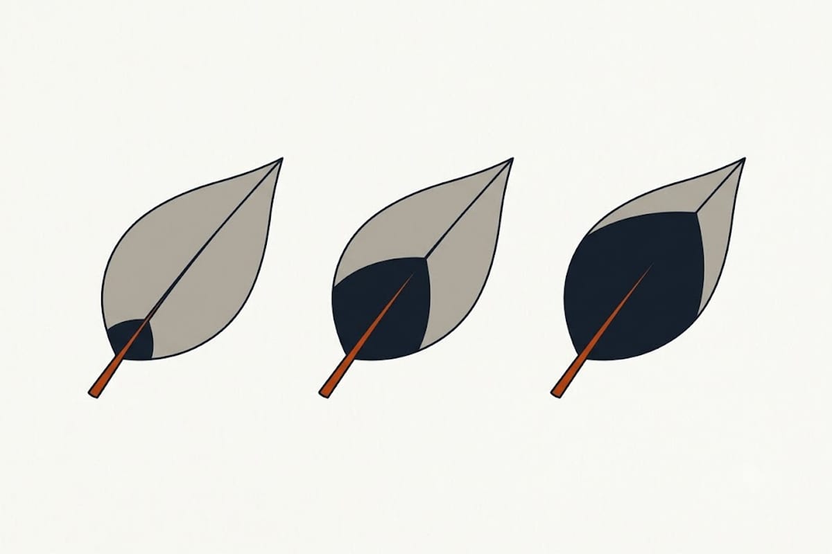 Black spreading from the base rather than the edge