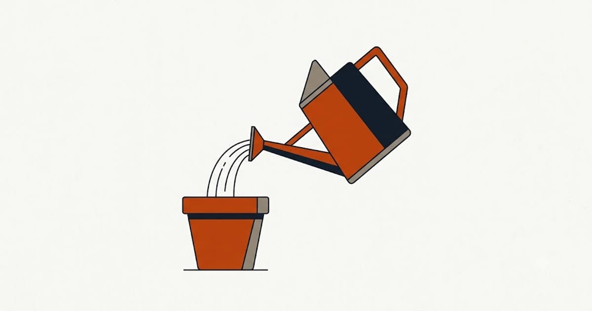 Watering a pot with a dilute solution