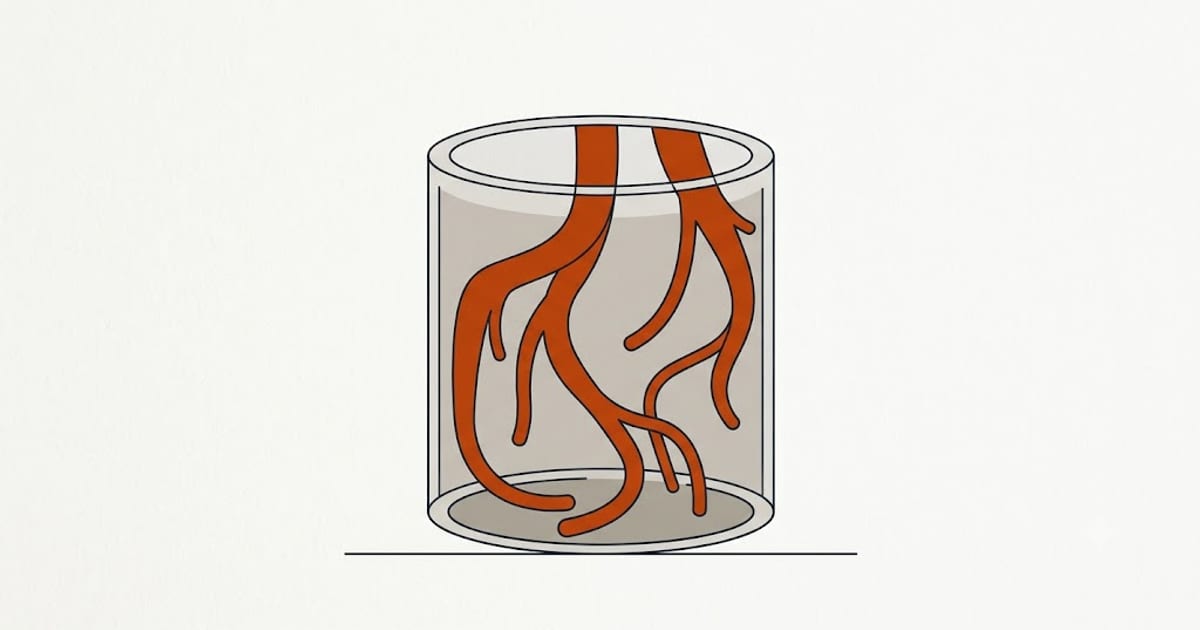Orchid roots visible through a clear pot