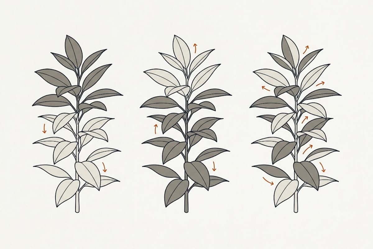 Old leaves, new leaves, and scattered leaves point to different causes